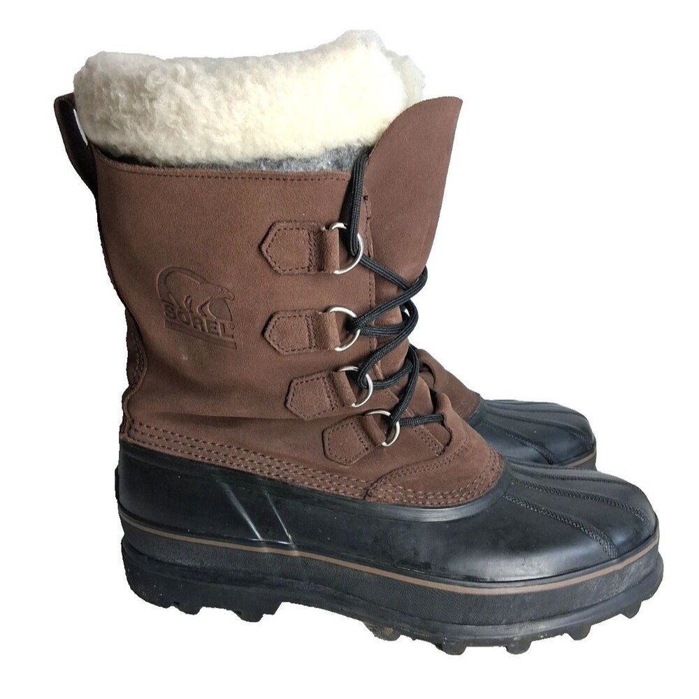 Sorel Sudbury III Brown Leather Waterproof Snow Boots 12 Mens Winter Farm Chore